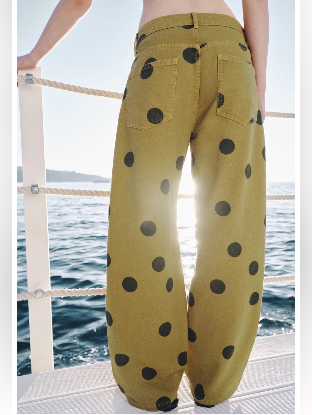 Zara ZW COLLECTION MID-RISE POLKA DOT BARREL JEANS - Picture 7 of 9
